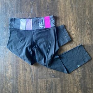 lululemon athletica wunder under crop 22” reversible black leggings women's 6
